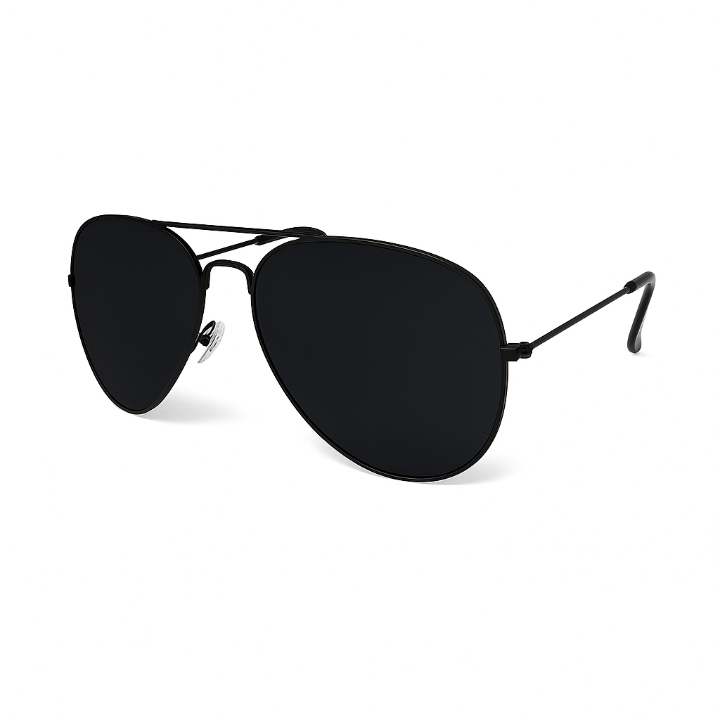 Metal Frame Classic Sunglasses - Black Frame, Black Lens