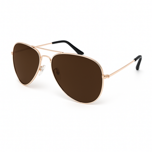 Metal Frame Classic Sunglasses - Gold Frame, Brown Lens