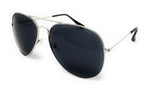 Wholesale Metal Frame Classic Sunglasses - Silver Frame, Black Lens