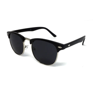 Wholesale 1950s Half Rim Sunglasses - Black Frame, Black Lens