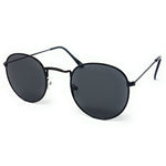 Wholesale Flat Top Round Lens Sunglasses - Black Frame, Black Lens