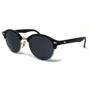 Wholesale Large Round Lens Sunglasses - Black Frame, Black Lens