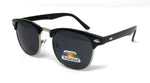Polarised 1950s Half Rim Sunglasses - Black Frame, Black Lens