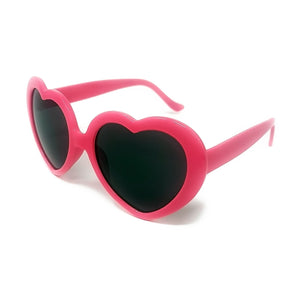 Wholesale Heart Shape Sunglasses - Hot Pink Frame, Black lens