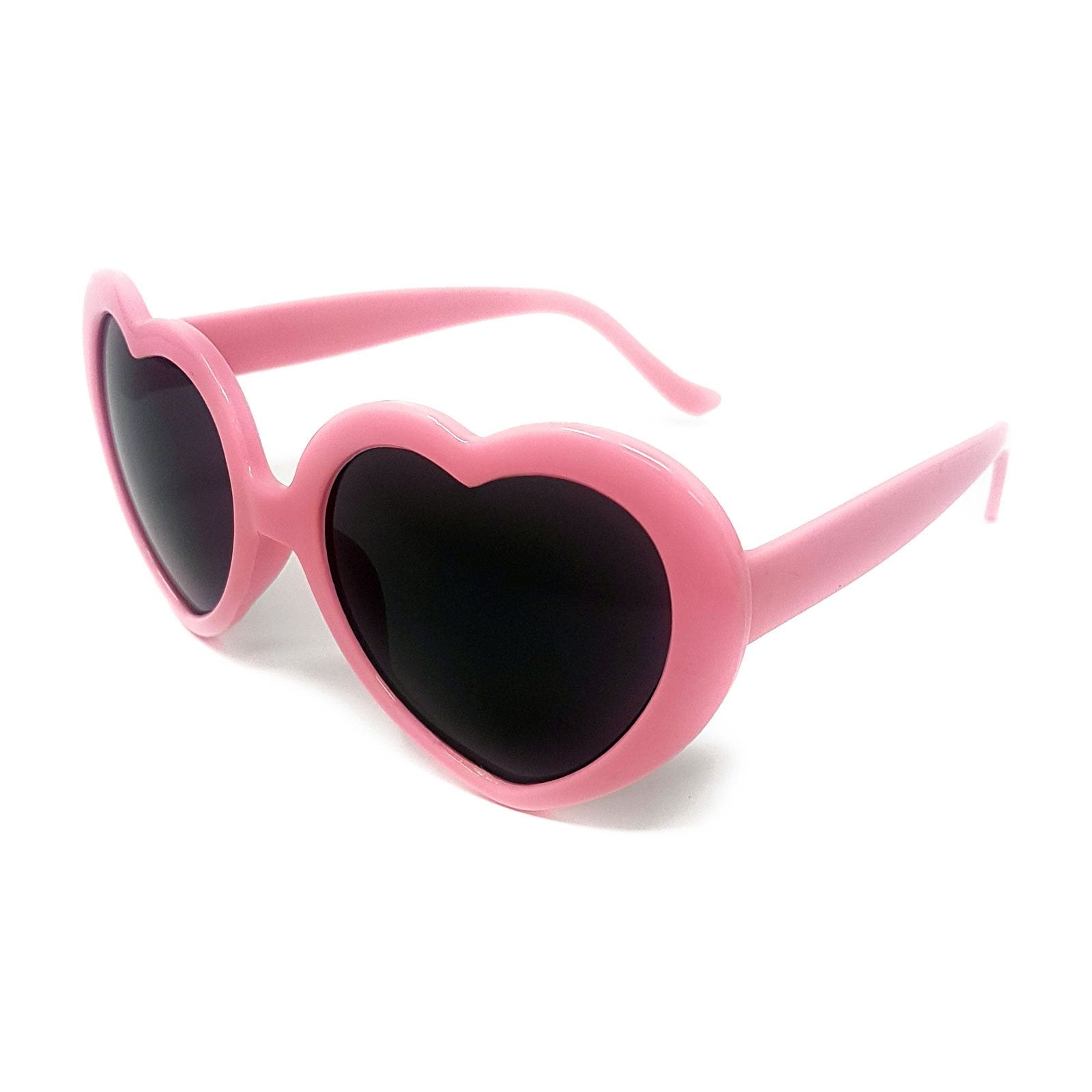 Wholesale Heart Shape Sunglasses - Light Pink Frame, Black lens