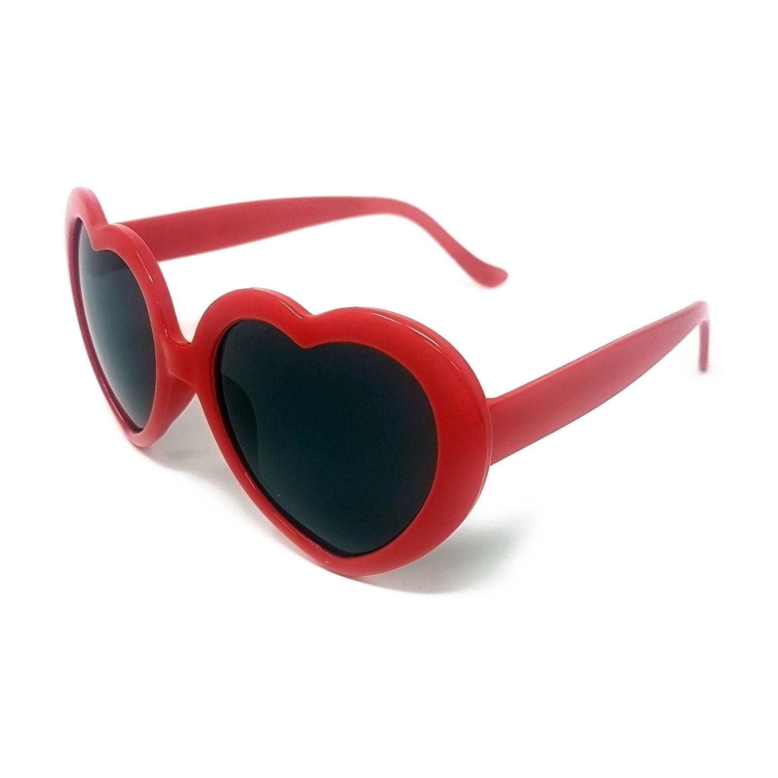 Wholesale Heart Shape Sunglasses - Red Frame, Black lens