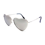 Wholesale Heart Shape Sunglasses - Silver Frame, Silver Mirrored Lens