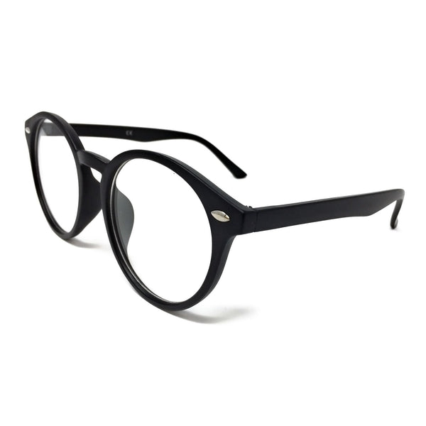 Large Round Clear Lens Glasses Matte Black Frame Bulk Prices WSUK Wholesale Sunglasses UK