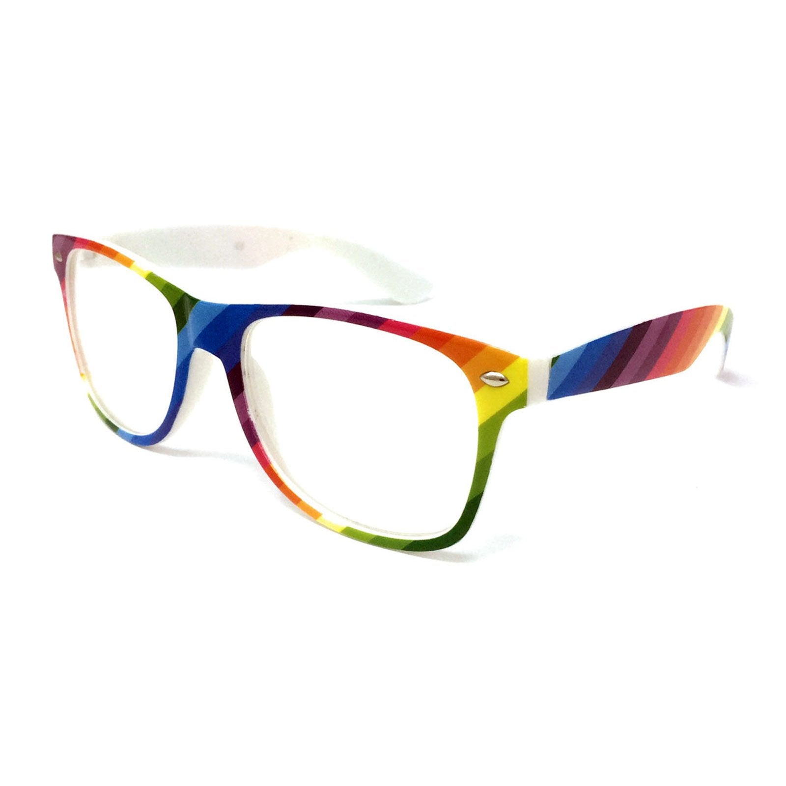 Wholesale Kids Classic Clear Lens Glasses - Rainbow Frame