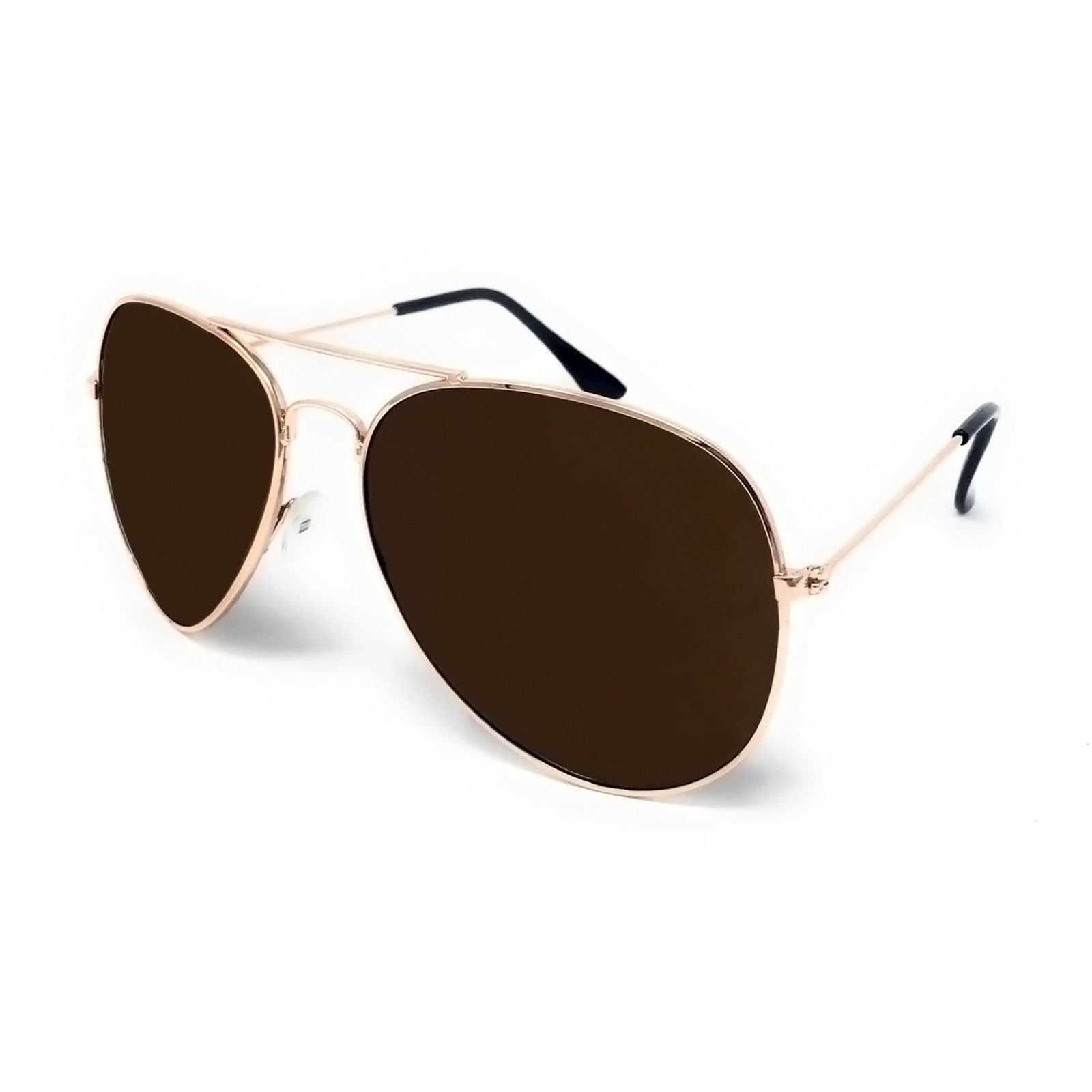 Wholesale Metal Frame Classic Sunglasses - Gold Frame, Brown Lens